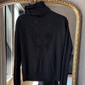 Zadig & Voltaire 100% Cashmere Black Zip Up Hoodie Sweater